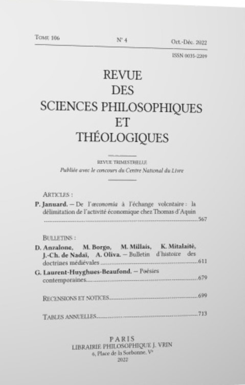 Revue des Sciences Philosophiques et Théologiques